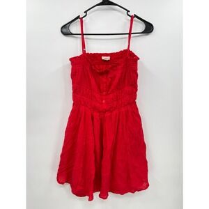 Aeropostale Medium Mini Dress Womens Red Smocked Gauze Boho Sundress‎